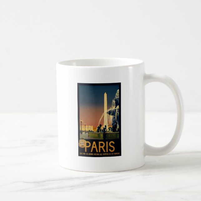 Paris travel poster for French railway networks Coffee Mug (Right)