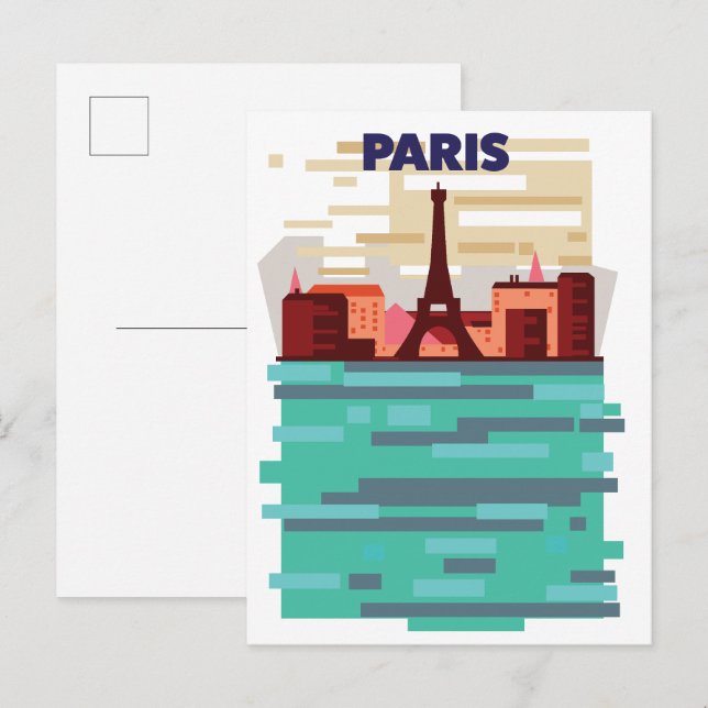 Paris Travel poster Invitation Postcard (Front/Back)