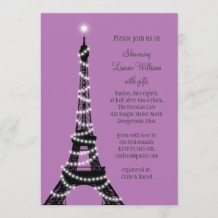 Paris Twinkles Bridal Shower Invitation (purple)