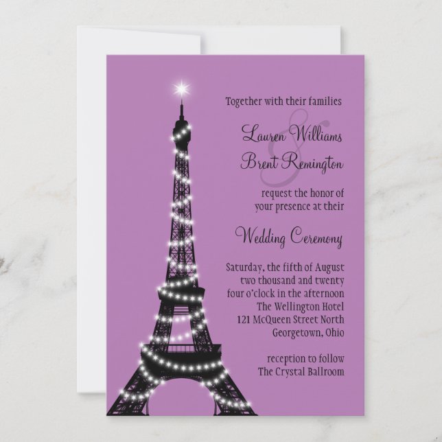 Paris Twinkles Wedding Invitation (Front)