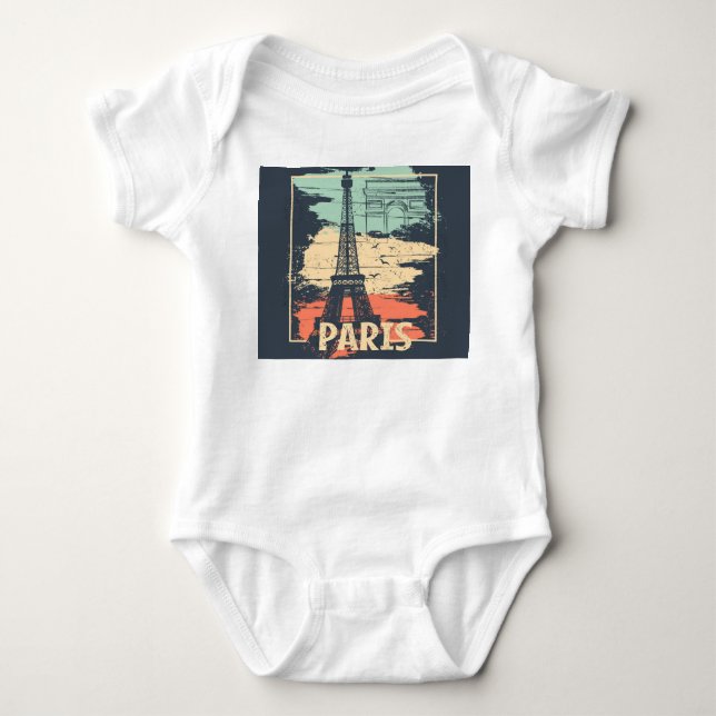 Paris typography: abstract Eiffel poster. Baby Bodysuit (Front)