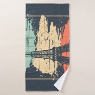 Paris typography: abstract Eiffel poster. Bath Towel