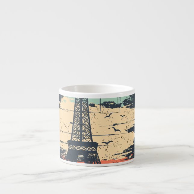 Paris typography: abstract Eiffel poster. Espresso Cup (Front)
