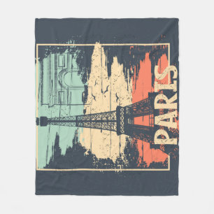 Paris typography: abstract Eiffel poster. Fleece Blanket