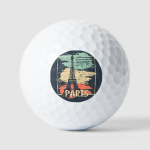 Paris typography: abstract Eiffel poster. Golf Balls