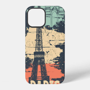 Paris typography: abstract Eiffel poster. iPhone 12 Case