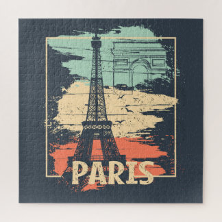 Paris typography: abstract Eiffel poster. Jigsaw Puzzle