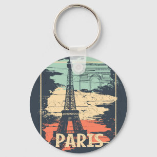 Paris typography: abstract Eiffel poster. Keychain