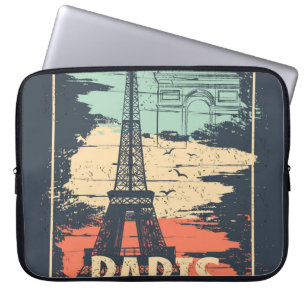 Paris typography: abstract Eiffel poster. Laptop Sleeve