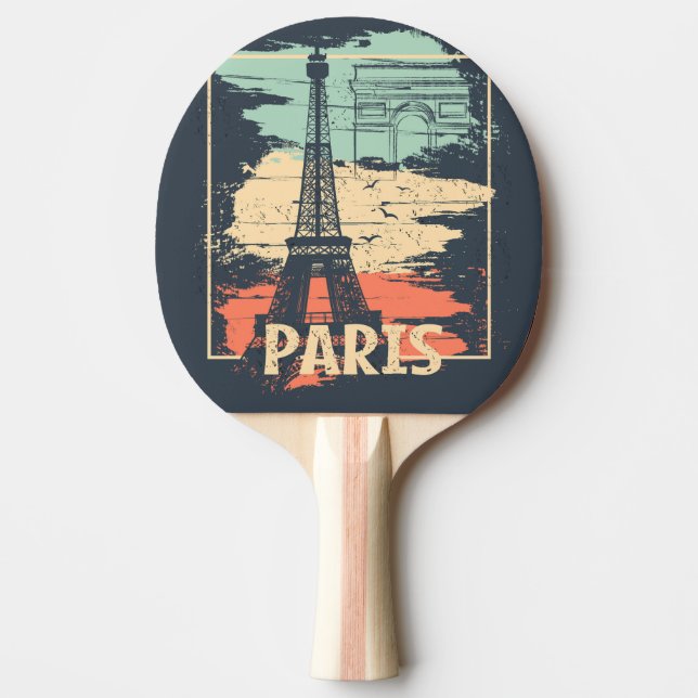 Paris typography: abstract Eiffel poster. Ping Pong Paddle (Front)