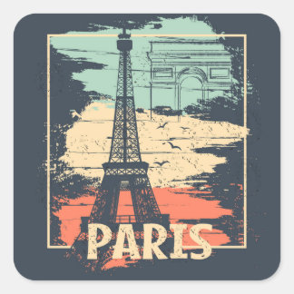 Paris typography: abstract Eiffel poster. Square Sticker