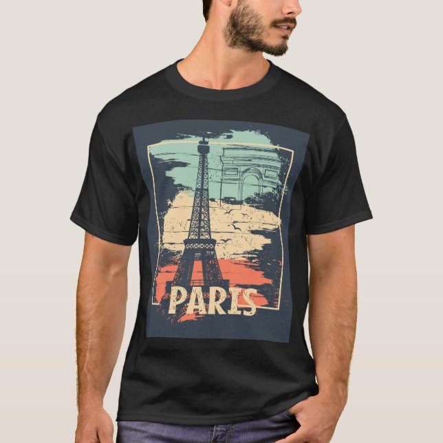 Paris typography: abstract Eiffel poster. T-Shirt (Front)