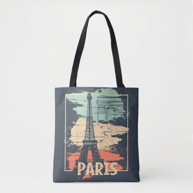 Paris typography: abstract Eiffel poster. Tote Bag (Front)