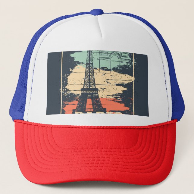 Paris typography: abstract Eiffel poster. Trucker Hat (Front)