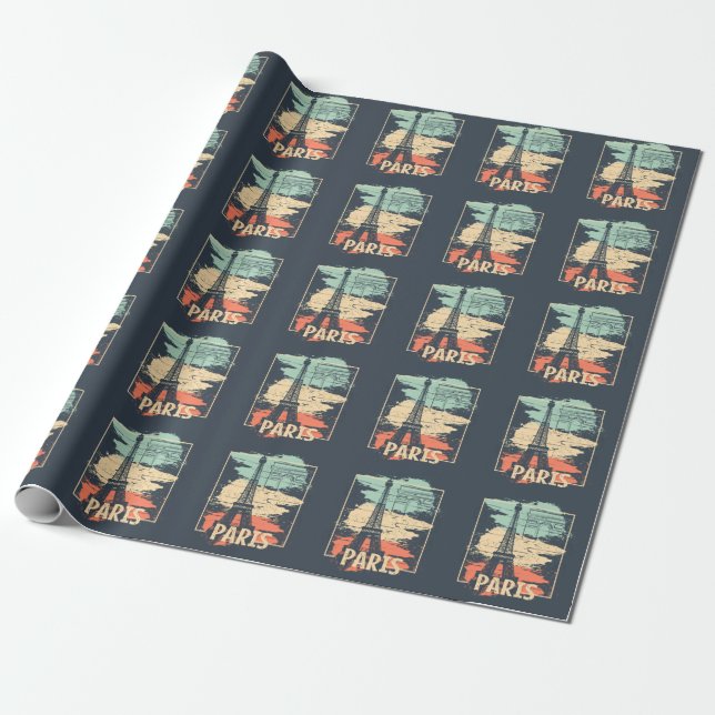 Paris typography: abstract Eiffel poster. Wrapping Paper (Unrolled)