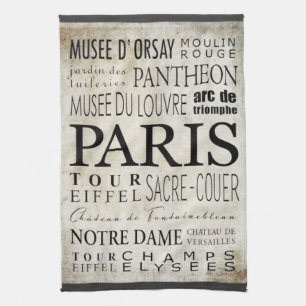 Paris Typography - Subway Style Kitchen Towel