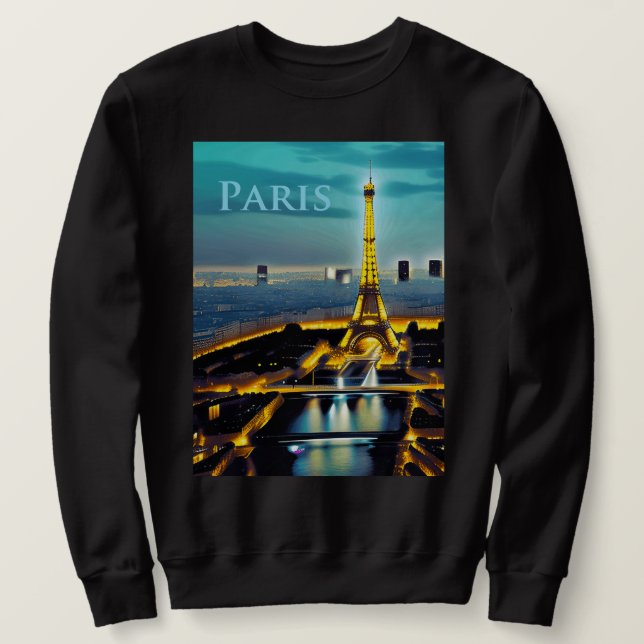 Paris Under a Turquoise Blue Twilight Sky Sweatshirt (Design Front)