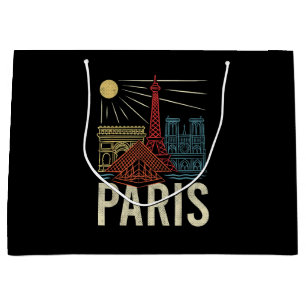 Paris Vacation, France Holiday, Eiffel Tower, Love Large Gift Bag