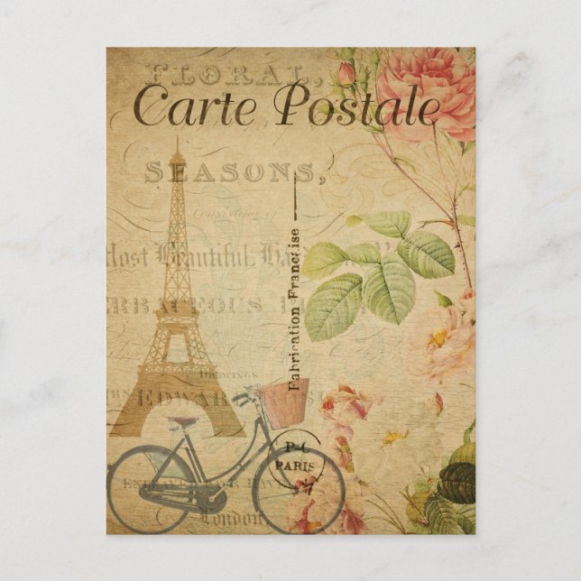 Paris Vacation Vintage French Postcard  (Front)