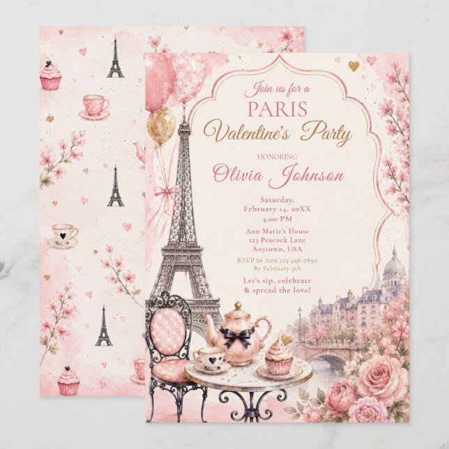 Paris Valentine’s Party Invitation (Front/Back)