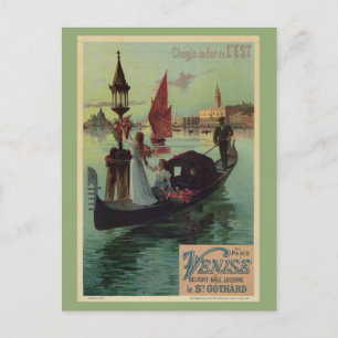 Paris Venice Italy vintage travel ad romantic Postcard