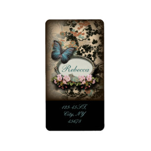 Paris victorian floral french butterfly label