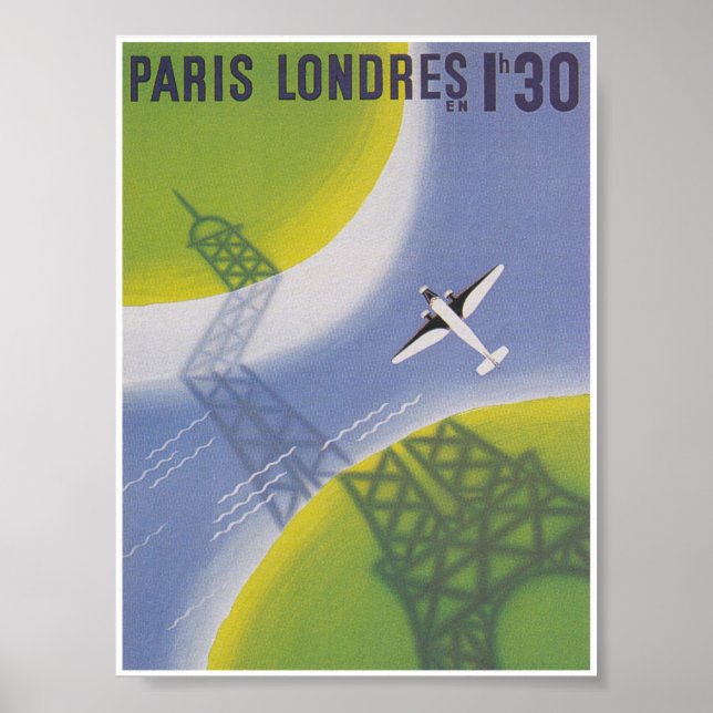 Paris Vintage Airline Travel Poster (Front)