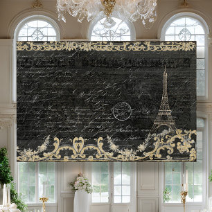 Paris Vintage Eiffel Tower Black Script Decoupage Tissue Paper