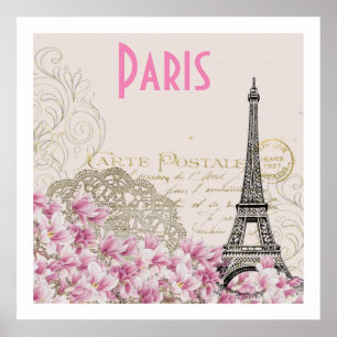 PARIS   vintage Eiffel tower card Poster