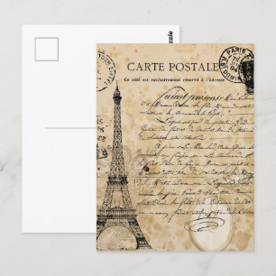 Paris Vintage Eiffel Tower Postcard