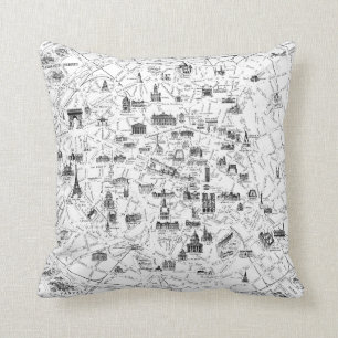 Paris Vintage Map Throw Pillow