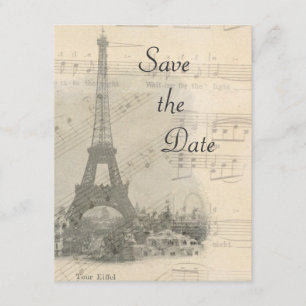 Paris Vintage Music Wedding Enregistrer la carte D