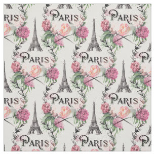Paris Vintage Pink Roses Fabric
