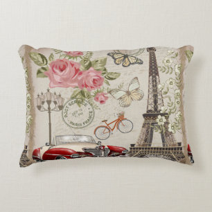 Paris vintage postcard. accent pillow