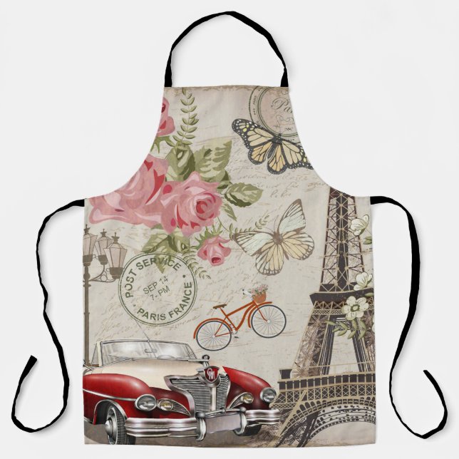 Paris vintage postcard. apron (Front)