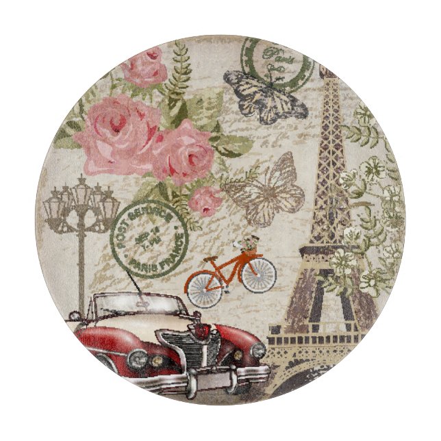 Paris Vintage: Postcard Style Cutting Board (Front)