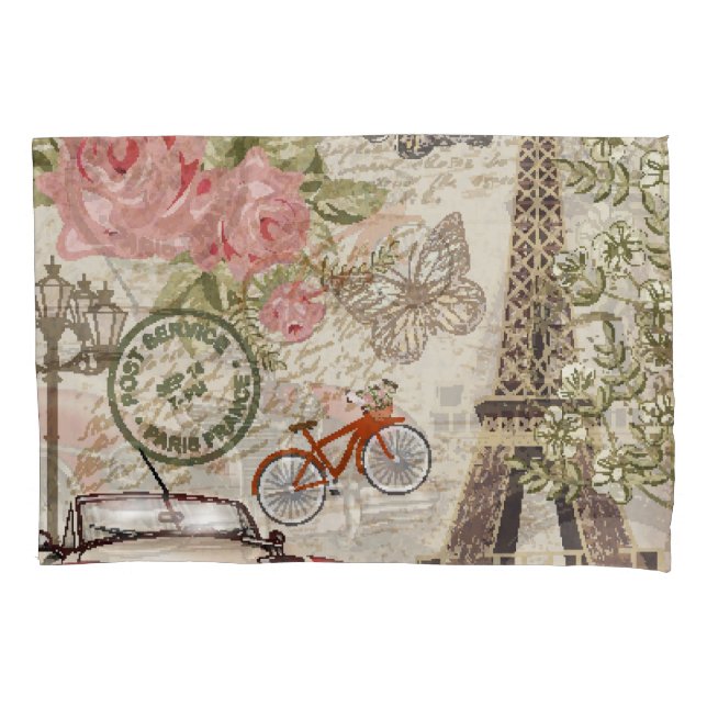 Paris Vintage: Postcard Style Pillowcase (Front)