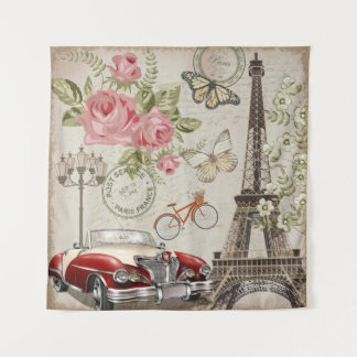 Paris vintage postcard. tapestry