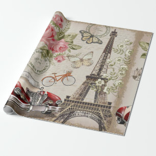 Paris vintage postcard. wrapping paper