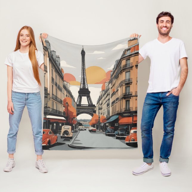 Paris vintage poster fleece blanket (In Situ)