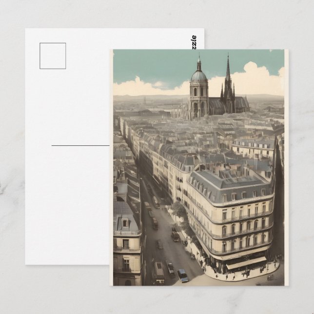 Paris vintage poster postcard (Front/Back)