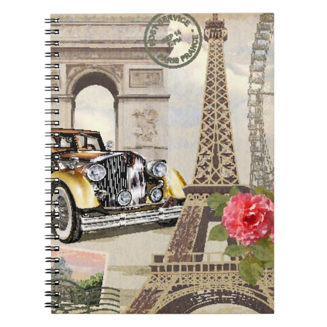 Paris vintage poster. vintage, poster, paris, old, notebook (Front)