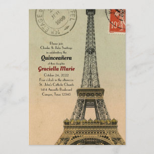 Paris vintage Quinceanera invitation de 15