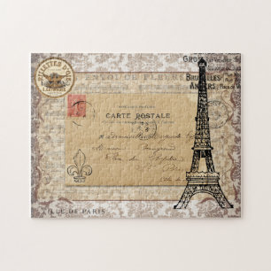 Paris Vintage Shabby Chic Eiffel Tower Jigsaw Puzzle