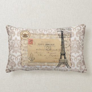 Paris Vintage Shabby Chic Eiffel Tower Lumbar Pillow
