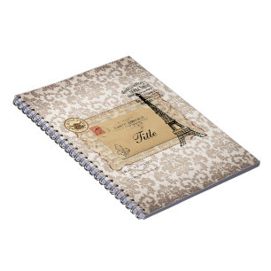 Paris Vintage Shabby Chic Eiffel Tower Notebook