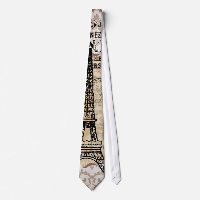Paris Vintage Shabby Chic Eiffel Tower Tie (Front)
