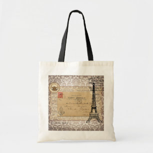 Paris Vintage Shabby Chic Eiffel Tower Tote Bag
