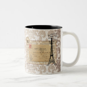 Paris Vintage Shabby Chic Eiffel Tower Two-Tone Coffee Mug