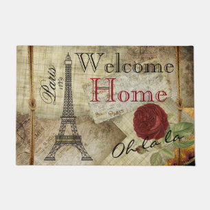 Paris Vintage Style - Red Rose Doormat